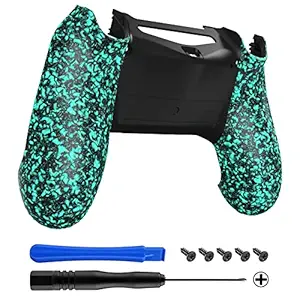 eXtremeRate Textured Light Green Bottom Shell, Comfortable Non-Slip Back Housing, 3D Splashing Case Cover, Game Improvement Replacement Parts for PS4 Slim Pro Controller JDM-040, JDM-050 and JDM-055