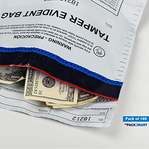 USPACKSMART Deposit Bags with Security Tape Tamper Evident 100-Pack Opaque Plastic for Bank Deposits and Cash Handling 12\"x16\" (Ref 813-00) - Thumbnail 3