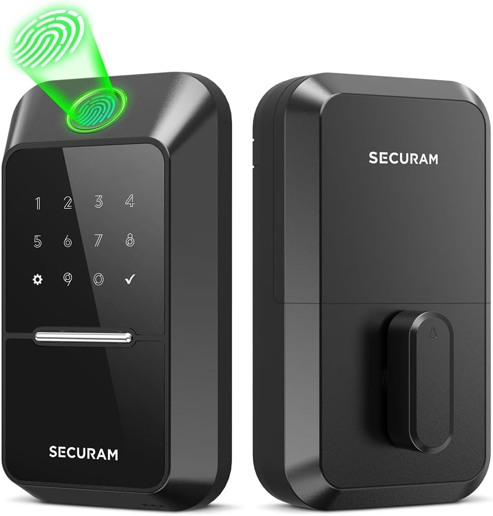 Fingerprint Door Lock Keyless Entry Door Lock Deadbolt Lock with Code Mechanical Key Keyless Deadbolt, Non-Wi-Fi, Black