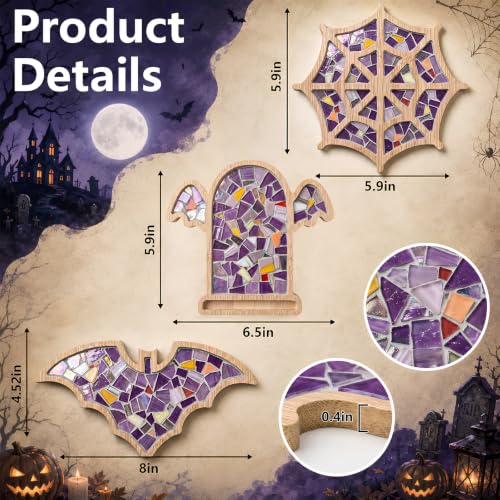 6 PCS Halloween Coasters, Mixed Color DIY Glass Mosaic Tiles for Crafts - image 2