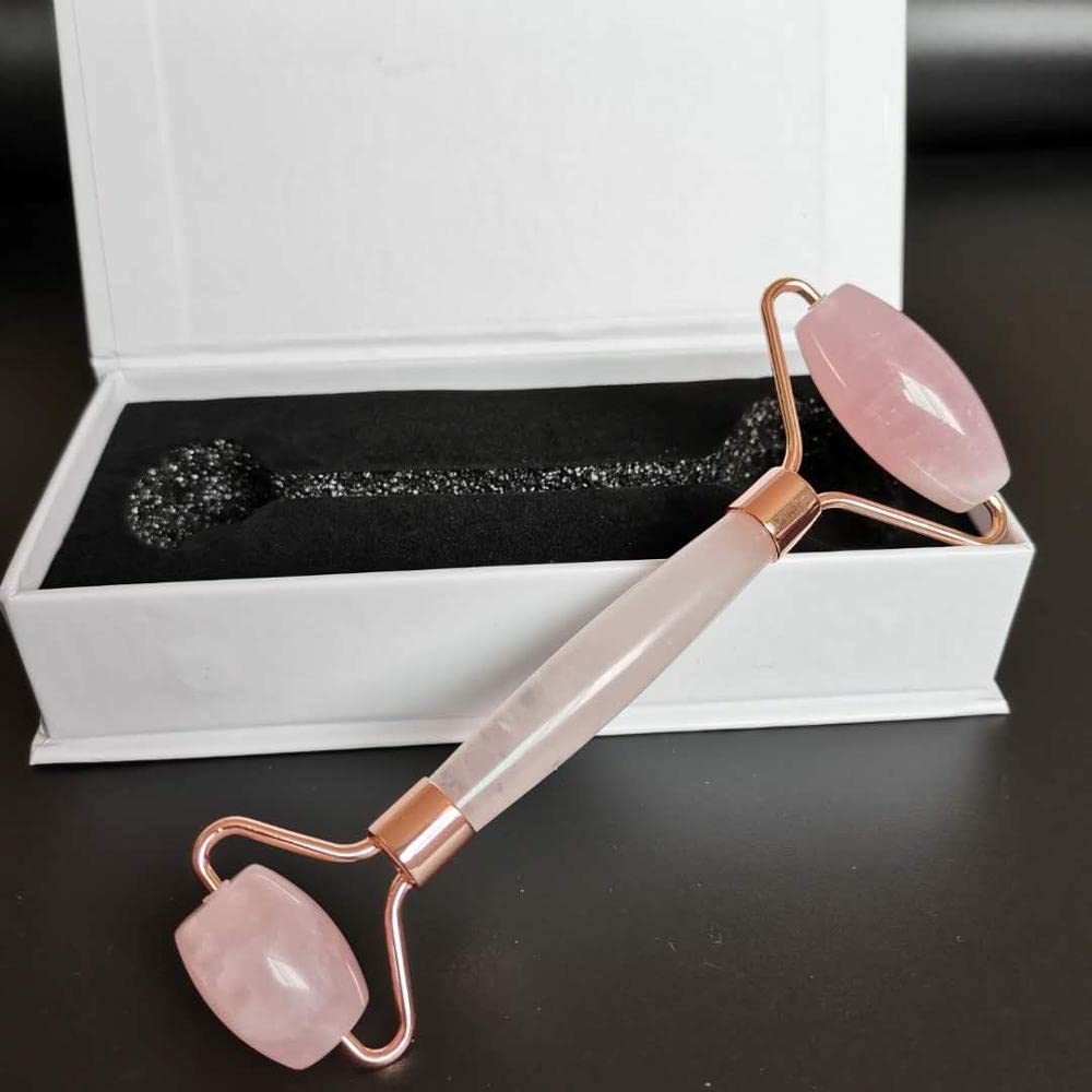 Naturel Rose Quartz Cristal Face Rouleau Rose Jade Jade Visage Massager