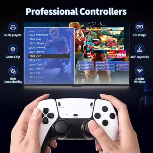 Image of BLUE BIG HORSE M15 RetroX 2.4G Wireless Game Console with 24000 Games, Dual Controllers, HDMI TV Output, 128GB TF Support, Plug & Play Retro Gaming System for Kids & Adults