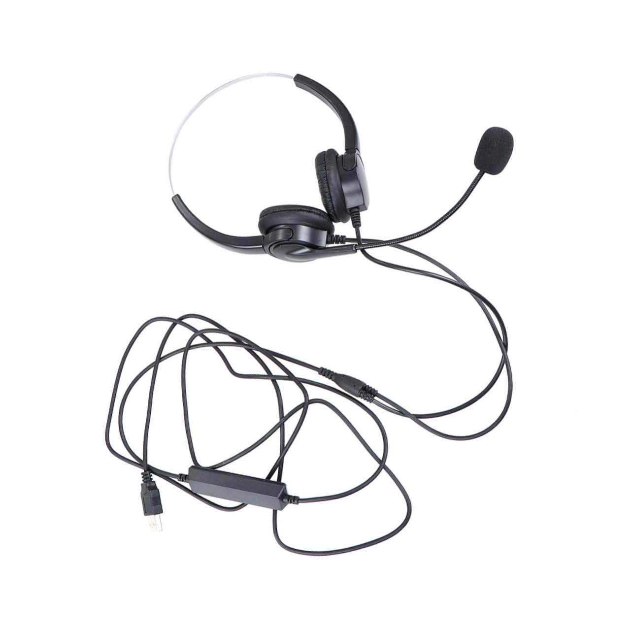 Toyvian -Mounted Microphone Dual Ear Design Flexible USB Voice Amplifier for Telemarketing and Comfortable Rotatable Mic Black