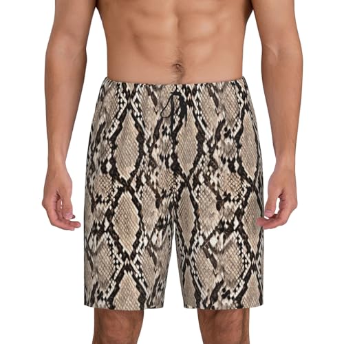 Mens Pajama Shorts with Pockets - snake Camouflage Print Soft Lounge Pj Sleep Shorts Pajama Bottoms for Men