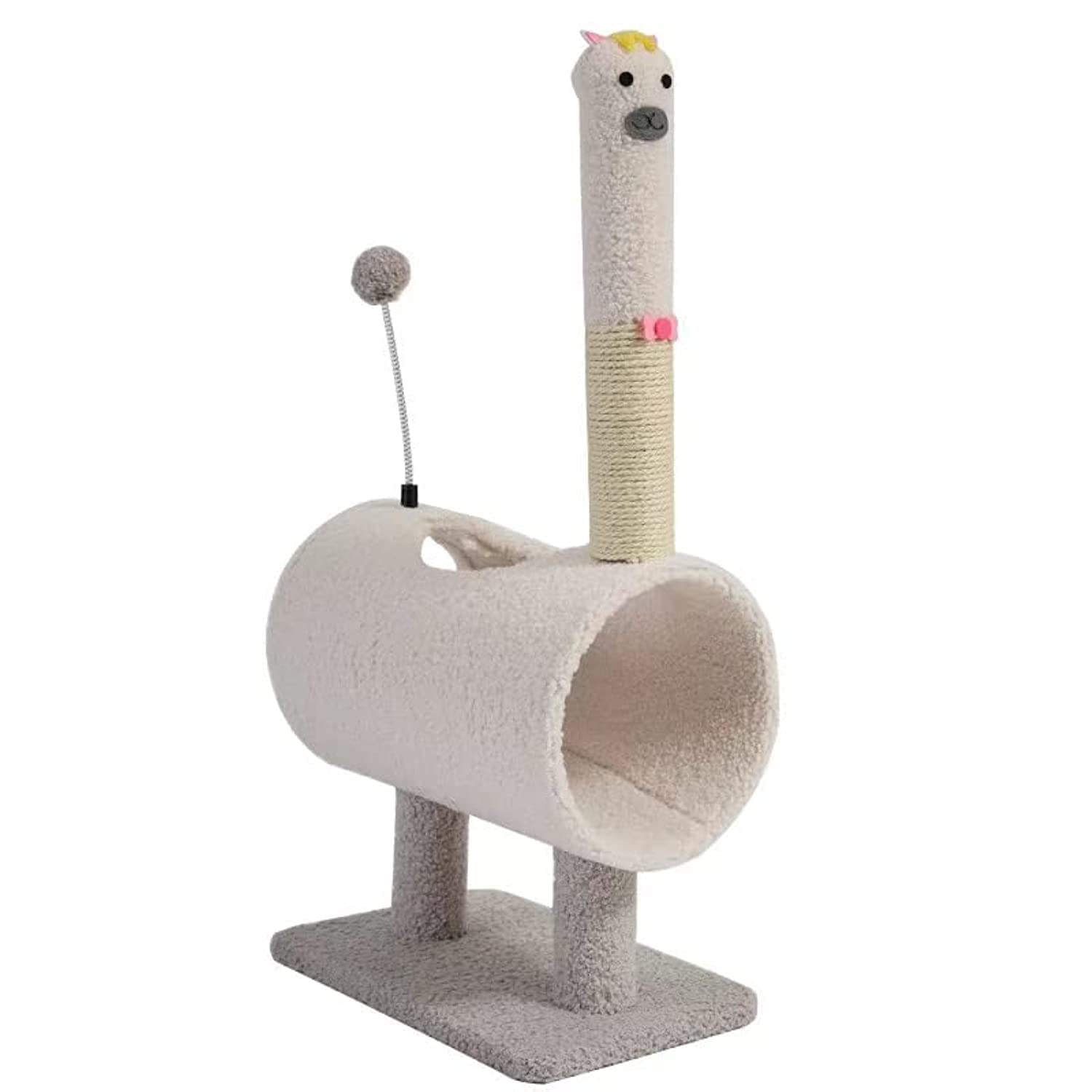Cat Tree 28 INCHES cat Tower for Indoor Cats, Multi-Level Cat Tree with Scratching Posts Plush Basket & Perch for Play Rest, Cat Activity Tree with Spring Ball for Kittens Tunnel / Small Cats 5KG