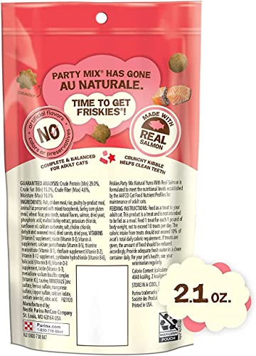 Aurora Pet Variety Pack (5) Friskies Party Mix Natural Yums Cat Treats (Salmon, Tuna, Chicken, Shrimp, Catnip) 2.1-Oz Each With Aurorapet Wipes #TOP7
