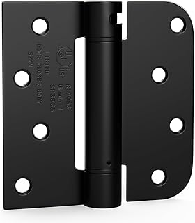 goldenwarm 6pack Black Door Hinges 4 Inch Self Closing Spring Door Hinge with Square & 5/8" Radius Corners - Adjustable Door Closing, Residential & Heavy-Duty Door Hardware