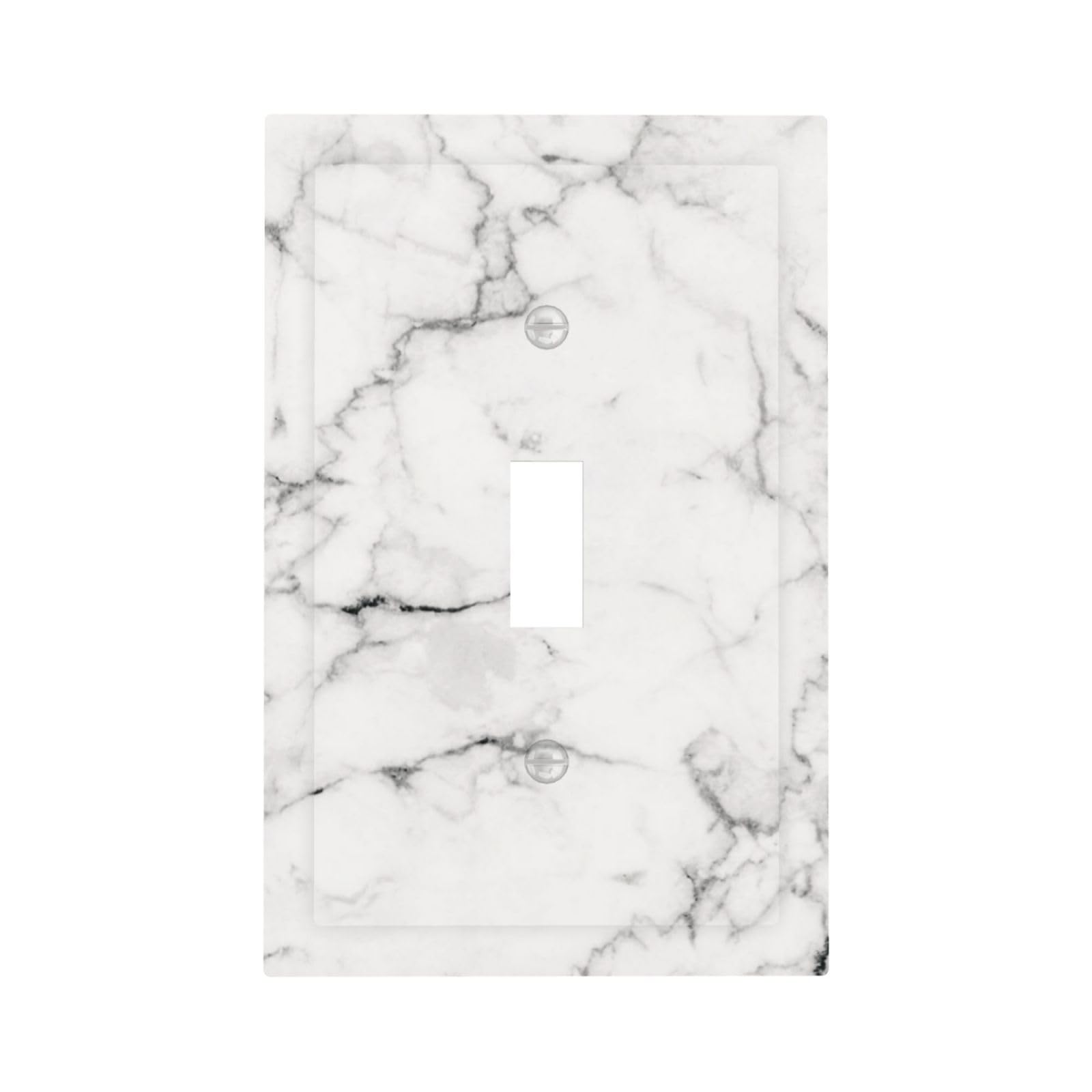 TEIKKIOP White Grey Marble Wall Plate Decorative 1 Gang Single Toggle Outlet Light Switch Cover Gray Faceplate Electrical Lightswitch Switchplate for Bedroom Kitchen Room Decor