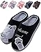 JACKSHIBO Hausschuhe Damen Herren Pantoffeln Winter Plüsch Warm Filzpantoffeln Frauen Bequeme Slippers Cartoon Cat, Schwarz 42/43 EU