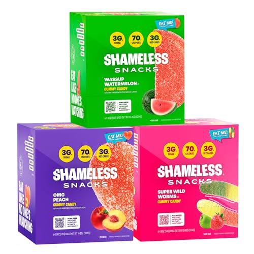 Shameless Low Carb Keto Gummy Bundle - Watermelon, OMG Peach & Super Wild Worms Gluten Free Candy image 3