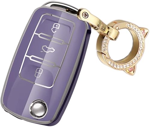 Miniatura 9 de ontto Funda para llave de coche para Volkswagen Jetta Beetle, Tiguan Passat Golf MK6 Polo Gris Azul