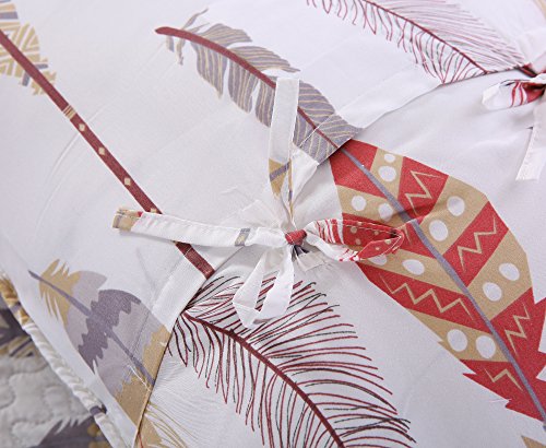 Slpr Floating Feathers 2-Piece Lightweight Bedding Quilt Set - Comforter Twin Size With 1 Pillow Sham: Summer Country Quilt, Boho Twin Bedding Set For Girls, Lodge Quilted Summer Blanket #TOP4