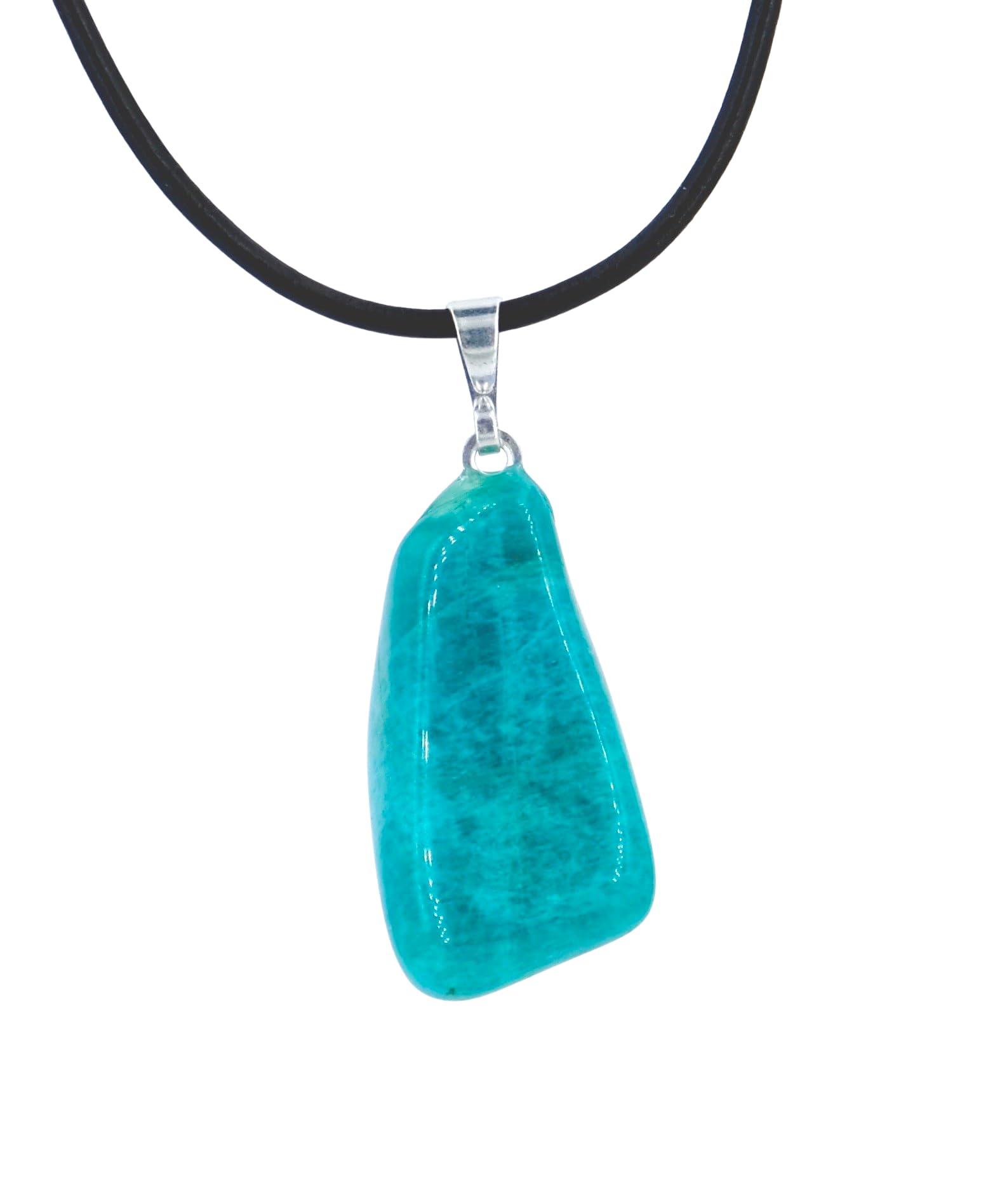 Taddart Minerals – Grüner Trommelstein Anhänger aus dem natürlichen Edelstein Amazonit mit Lederkette