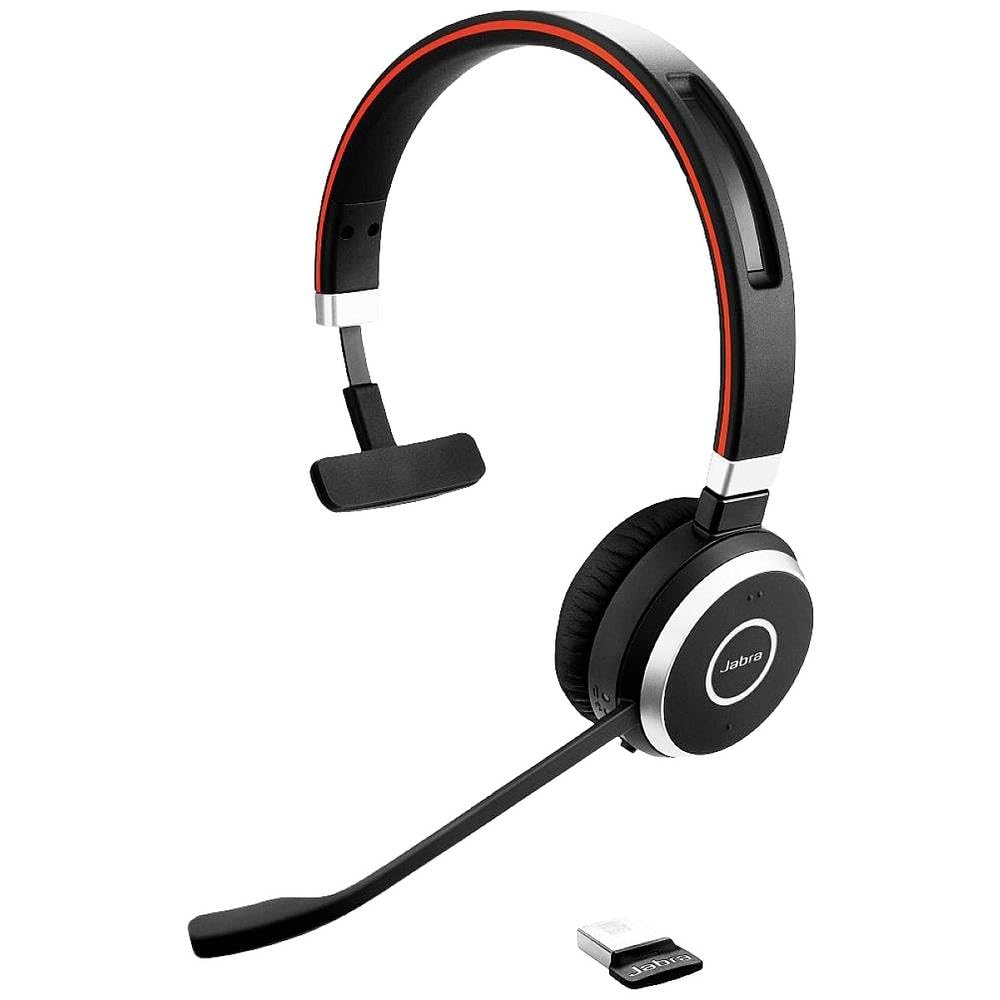 Jabra Evolve 65 SE Cuffie Wireless Mono - Bluetooth, Dongle USB-A+supporto, Ottimizzato per Microsoft Teams, Nuova edizione