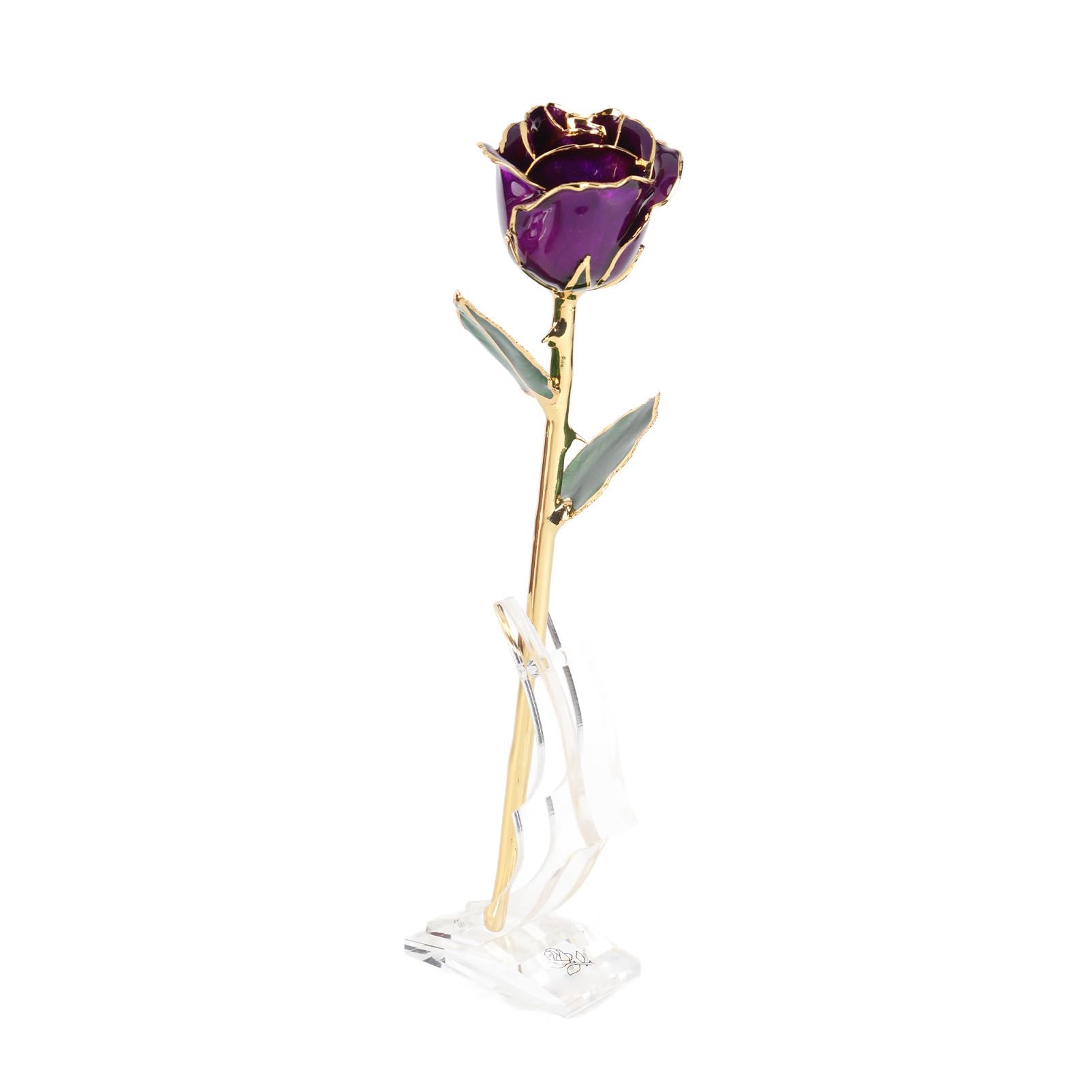 Delicati Ornamenti di Fiori di Rosa Placcati in Oro 24K per Decorazioni di Compleanno di San con Base, Adatti per Doppio Settimo Giorno, Natale, Festa della Mamma, Materiale in Resina