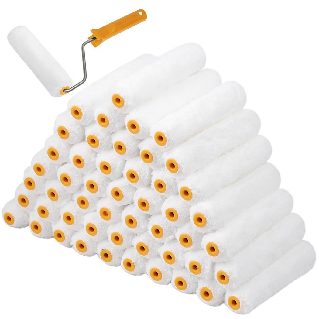 50 coperture per rullo da pittura, set di mini rulli da 16 cm per l'applicazione di vernice, parete soffitto casa pittura fornitura