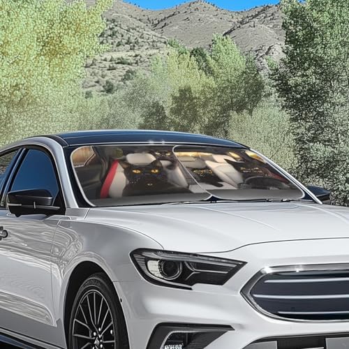 Image of Fashion Cats Car Sun Shade for Windshield Foldable Sunshade Front Window Cover Sun Visor Heat and UV Rays That Keeps Vehicle Cool Universal Vehicle Accessories 28.5 x 25.5 inches