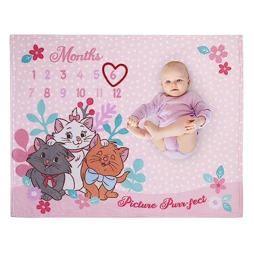Image of NoJo Disney Aristocats Pink Picture Purr-FECT Super Soft Photo Op Milestone Baby Blanket