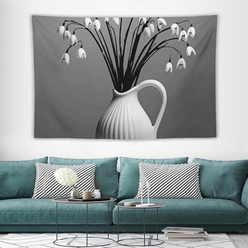 Tapisserie murale grand format 152x228 cm motif vase vintage drôle et léger