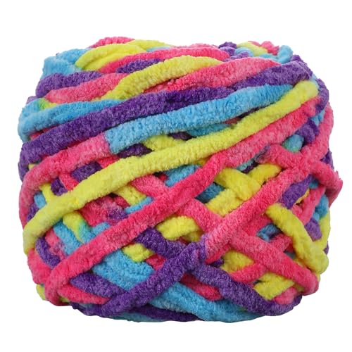 Image of Plush Chenille Chunky Yarn for Crocheting 100g(54.6yd) - Bulky Thick Fluffy Yarn for Knitting- Soft Velvet for Baby, Blanket Knitting Blanket Yarns- Amigurumi Yarns (Reddish Blue)