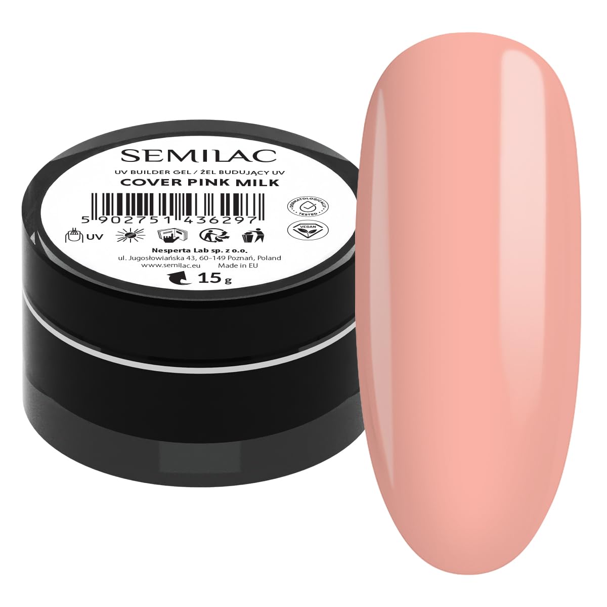Semilac Żel Budujący Do Paznokci Builder Gel Cover Pink Milk 15g