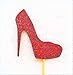 Red Glitter High Heel Cupcake Toppers-10 Pieces for Birthdays/Bachelorette/Bridal Shower