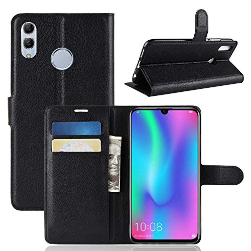 RKVMM Huawei P Smart 2019 Case Black Premium Wallet Book Case PU Leather Wallet Flip Cover Elegant (Card Slot) and Magnetic Closure Compatible With Huawei P Smart 2019