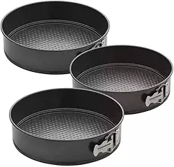 Conjunto com 3 Formas Redondas de Alumínio – Fundos Removíveis e Revestimento Antiaderente para Bolos e Tortas – Tamanhos 24, 26 e 28 cm - Premium