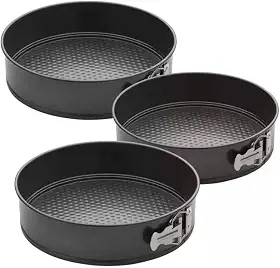 Conjunto com 3 Formas Redondas de Alumínio – Fundos Removíveis e Revestimento Antiaderente para Bolos e Tortas – Tamanhos 24, 26 e 28 cm - Premium