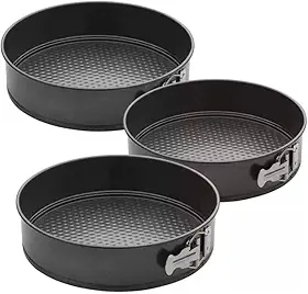 Conjunto com 3 Formas Redondas de Alumínio – Fundos Removíveis e Revestimento Antiaderente para Bolos e Tortas – Tamanhos 24, 26 e 28 cm - Premium