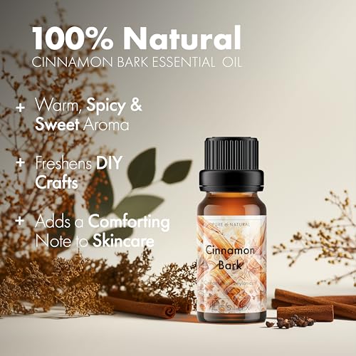 Image of Esslux Cinnamon Bark Essential Oil for Diffuser | 100% Natural Cinnamon Bark Oil for Skin & Aromatherapy | Perfect for Bath Bombs, Candles, Soap Making & DIY Projects, 90ML