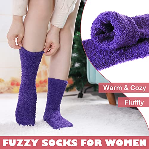 Image of LINEMIN Womens Fuzzy Socks Cozy Fluffy Winter Warm Slipper Socks Microfiber Soft Home Sleeping Socks