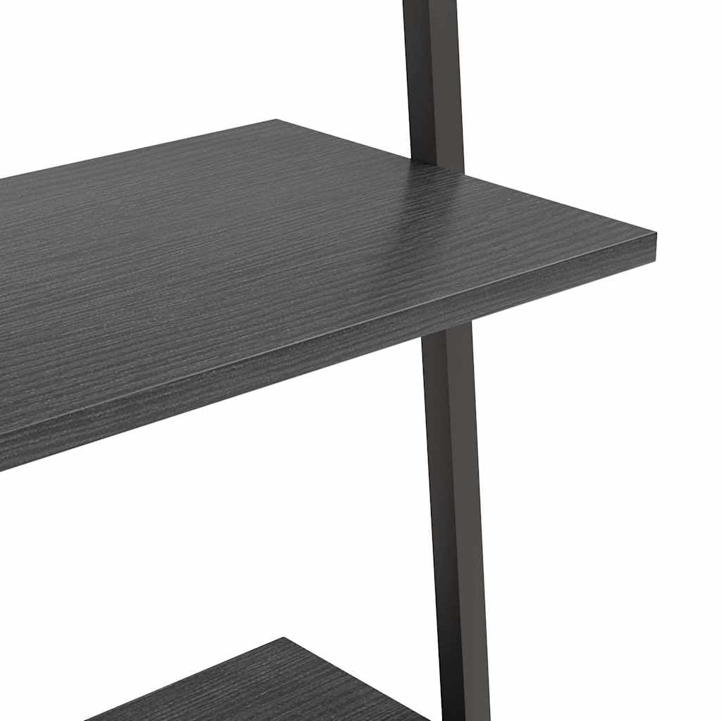 Leiterregal mit 3 Böden Schwarz 64x34x116 cm stabiles Standregal für Bücher, Akten, Dekorationen ideal für Büro, Wohnzimmer, Kinderzimmer, Flur, mit Wandhalterung für sicheren Stand