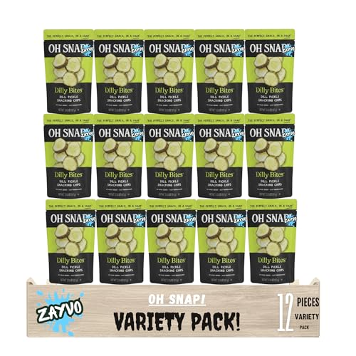 H -Sn@p! Dilly Bites Dill Pickle Snacks 12 Count 3.25 fl. oz. Packs Crunchy & Flavorful