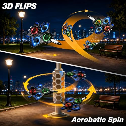 Image of Remote Control Fighter Jet RC Airplane for Kids & Adults, Dual Battery Flying Plane Toy with LED Lights, 360 Flip & Stunt Roll, 2.4GHz RC Aircraft, Easy Fly Glider for Boys, Girls & Beginners