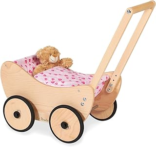 Puppenwagen Trixi aus Holz mit Bettzeug