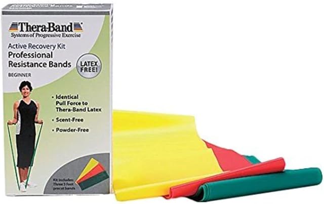 Thera-Band Resistance Bands Set, Professional Non-Latex Elastic Band For Upper & Lower Body Exercise, Strength Training, Therapy, Pilates, Rehab, Yellow & Red