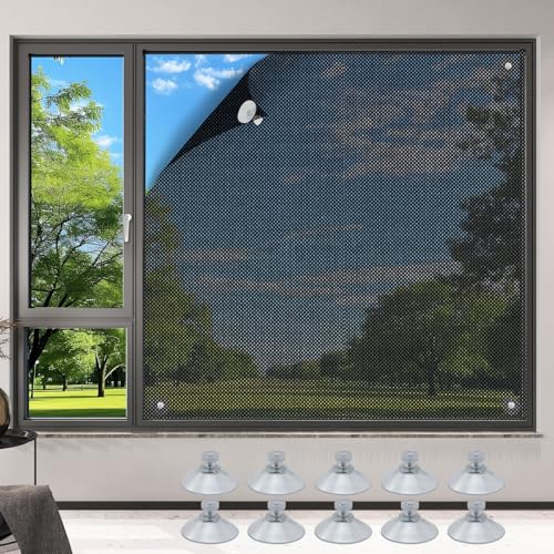 Window Shades no Drill - Cordless Light Filtering with Suction Cups, Easy Install, 62 x 78 Inch, Perfect for Bedroom & Living Room