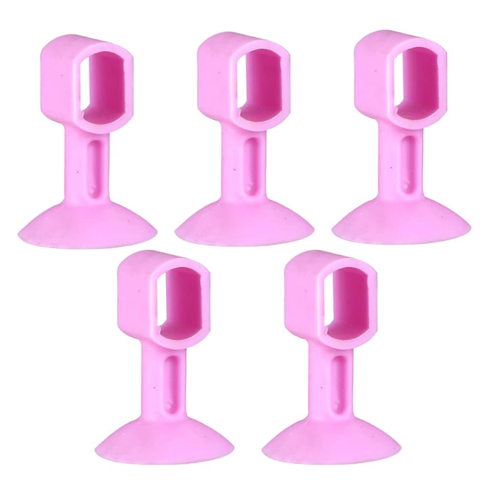 Door Wedge Stoppe, Stops, Stoppers,Silicone Handle Bumper Mute Stop Wall Protection Bathroom and Toilet Stopper, 5pcs-Pink(Rosa)