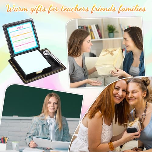 Dispowreath 20 Sets Teacher Appreciation Gifts from Student with 10 Designs, Sticky Notes Holder Set Sticky Notes Pen Holder with PU Leather Box, Writing Memo Pads for Teacher School Office Supplies