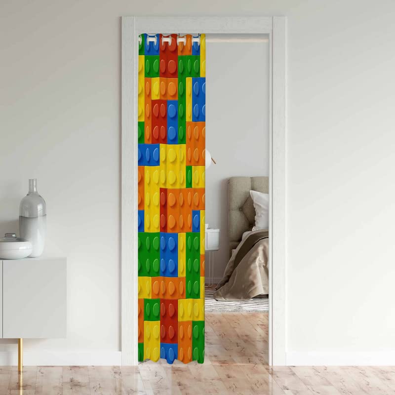 Games Door Curtain for Doorway Privacy Building Blocks Toy Brick Sliding Closet Door Curtains Insulated Thermal Privacy Curtain Cover for Room Divider 30%-50% Blackout Curtain 1 Panel 86x203cm - Image 3