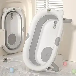 Banheira Infantil Oval Dobrável com Termômetro Integrado, Design Moderno, Portátil, Confortável e Ideal para Bebês Lançamento 2026