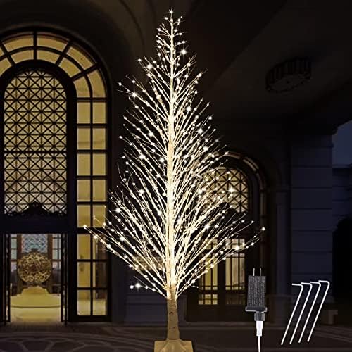 IJG 7FT Lighted Birch Tree 1000 LED Warm White Lights with Twinkle Lights，LED Artificial Tree Light for Indoor Outdoor Home Festival Wedding Party Christmas Decorations