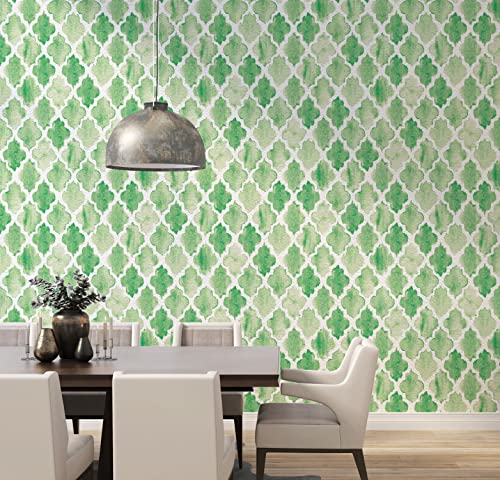 Image of DWELLSINDIA Light Green Moroccan Wallpaper for Home Decoration | Self Adhesive Peel & Stick, Thick Textured Premium Paper | Waterproof, Scratch Resistant | Kitchen, Living Room & Cafe | 41 x 244 cm