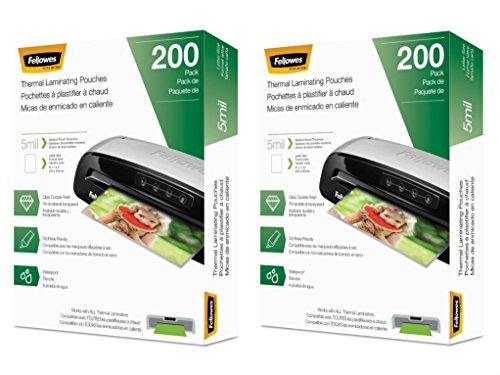 Fellowes 5743601 Thermal Laminating Pouches, Letter Size, 5 Mil, 2 x 200 Count