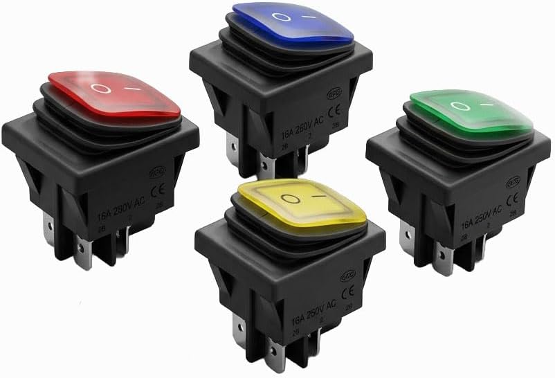 4 Stücke Wippschalter Ein-Aus,4 Pin 2 Position Netzschalter, Schalter 230v,Kippschalter,Einbauschalter,Ac 250v 16a 125v 20a Wasserdichte,Wasserdichter Für Von Elektrischen