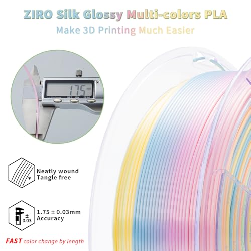 Image of ZIRO 3D Printer Filament PLA, Fast Color Change Silk, 1KG 1.75mm Candy | Fast Color Change, Shine Surface, Fit for Most FDM Printer, 1.75mm 1KG Spool, Dimensional Accuracy + /-0.03mm