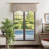 Martha Stewart Lucca Velvet Lined Scallop Window Curtain 50' W x 18' L, Valance, Linen