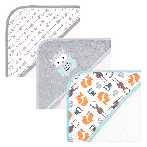 Image of Hudson Baby Unisex Baby Cotton Rich Hooded Towels, Owl, One Size