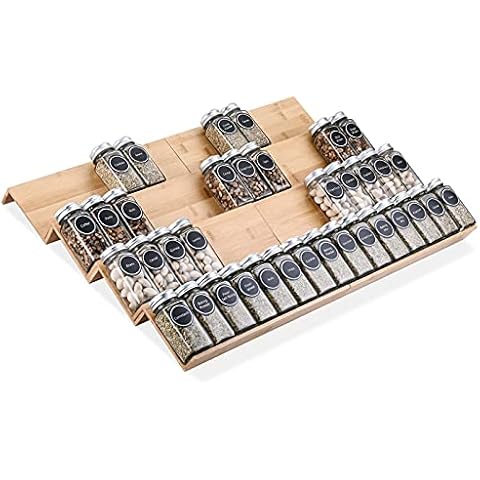 Mulush Bamboo Spice Rack Tray - Spice Drawer Organizer for Kitchen Cabinets Storage and Organization (Jars Not Included) Cover